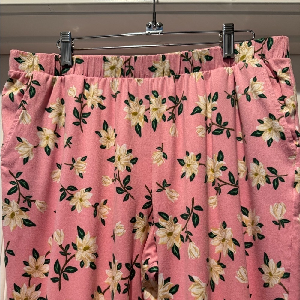 DRAPER JAMES Floral Pink Jogger Pants Size L Cottagecore Leisure Comfy Soft - Picture 4 of 15